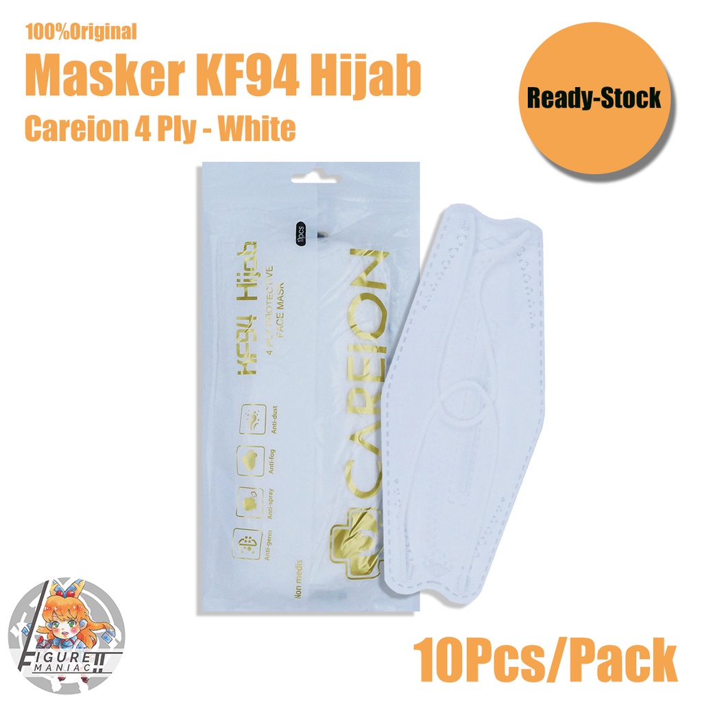 Figure Maniac - Masker Hijab KF94 Careion Dewasa Original 4 Ply Pack isi 10 Pcs