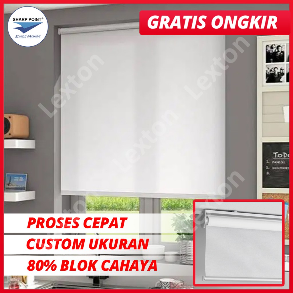 Roller Blind Dimout 80% SHARP POINT - Tirai Lipat/ Tirai Gulung Jendela - Kerai Gorden Minimalis