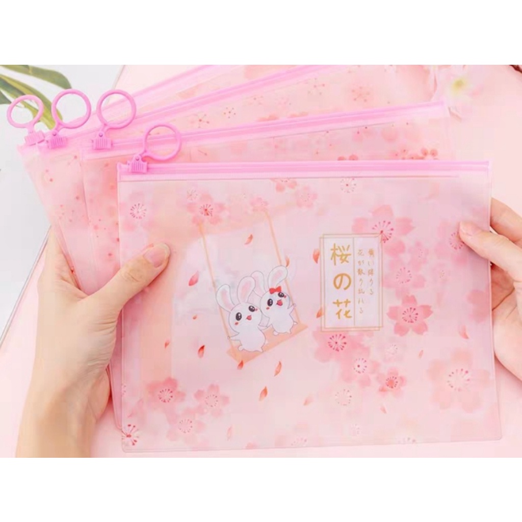 

KANTONG ZIPLOCK TEMPAT PENSIL MODEL KOREA KELINCI PINK
