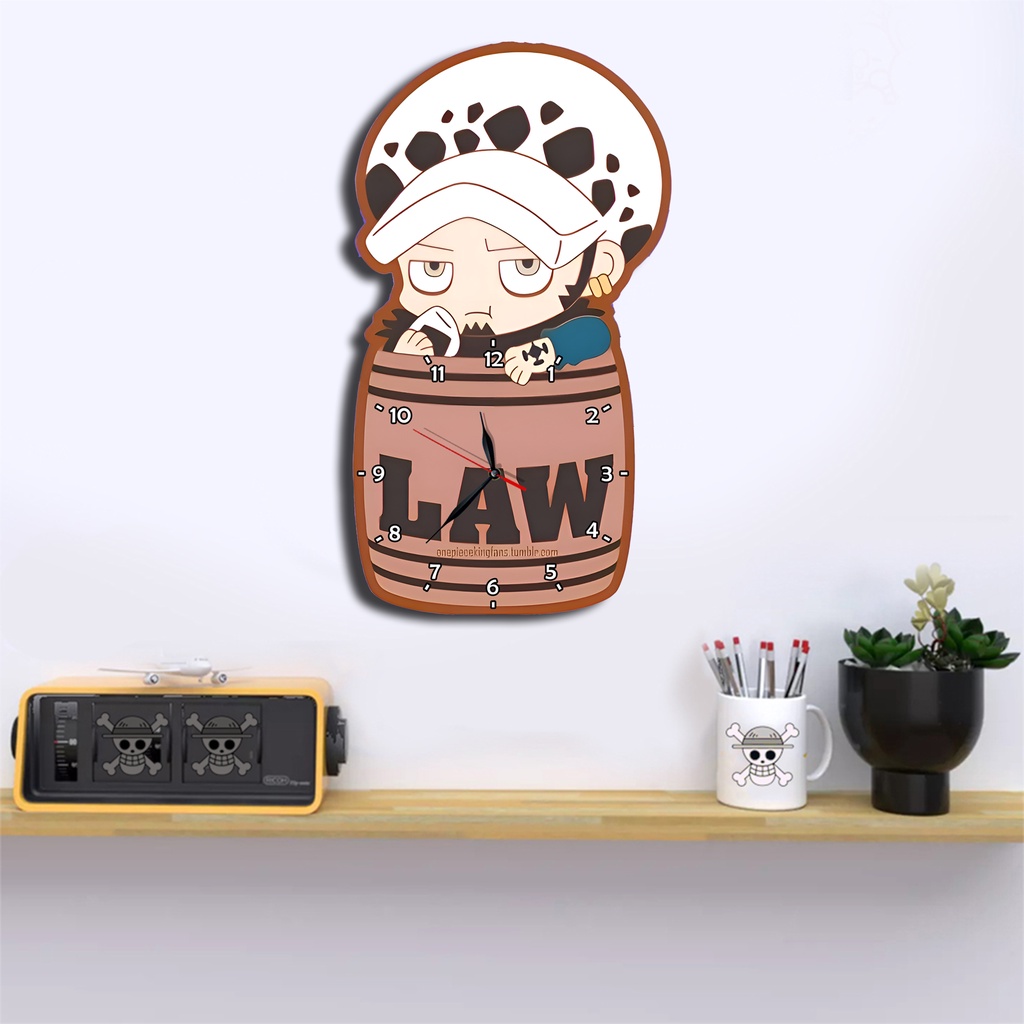 Jam Dinding Pola Unik Design Onepiece Special Edition Free Vintage Box + Baterai rajadekorofficial-Law 2