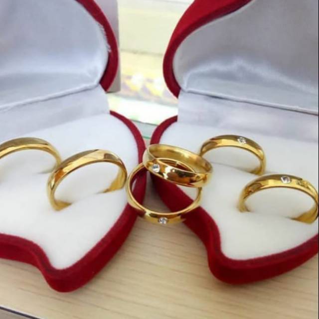 Cincin couple ukir nama lapis emas 24k .