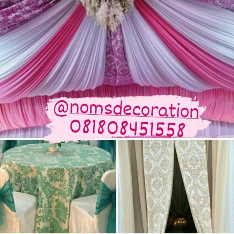 bahan dekorasi/dekorasi pernikahan/dekorasi tenda/perlengkapan tenda/bahan gorden