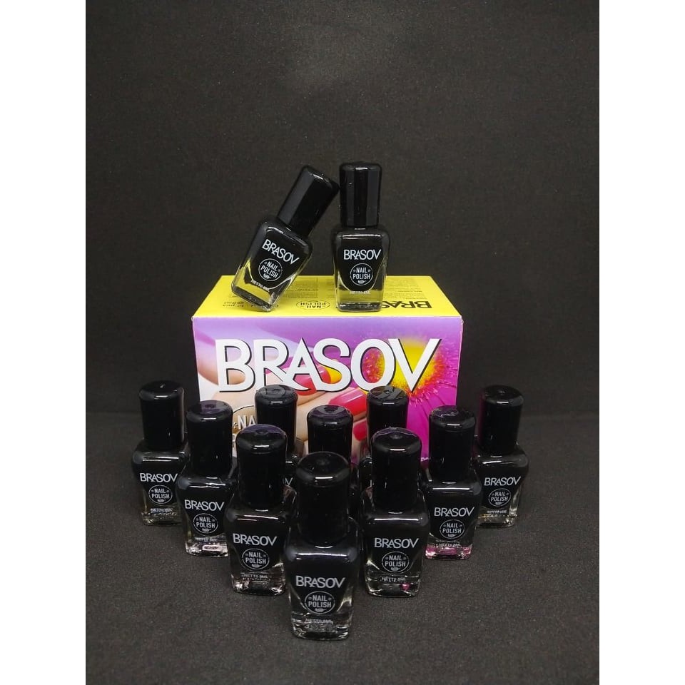 [12 PCS] KUTEK BRASOV LUSINAN ORIGINAL BPOM - GLITTER / MERAH / HITAM / BENING / PINK KUTEKS PERBOX