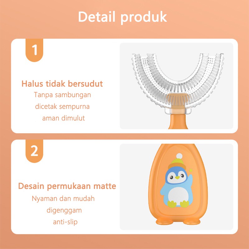 HIPPO LAND Sikat gigi anak Bahan silikon tipe U / Training Toothbrush 59-60