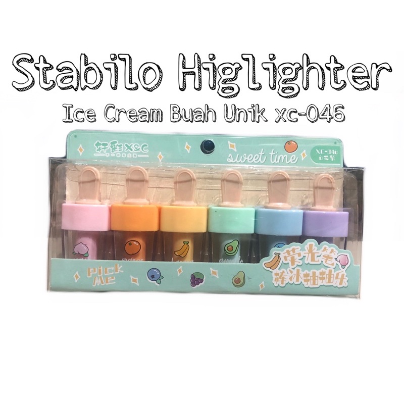 

Stabilo Ice Cream Unik / 1Pcs Stabilo Highlighter Bentuk Ice Cream Buah / Stabilo Highlighter Xc-046 / Stabilo Viral