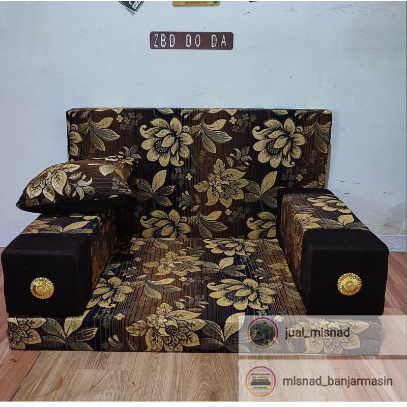 Sofa arab sofa lantai Misnad Full Coklat Bunga
