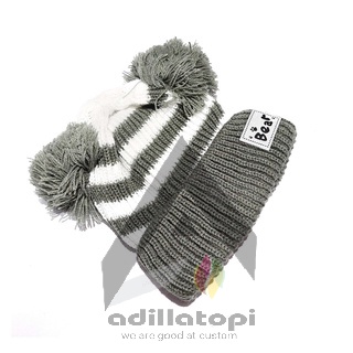 Kupluk bear belang belang gratis nama sendiri| topi kupluk bear | kupluk usia 2 tahun