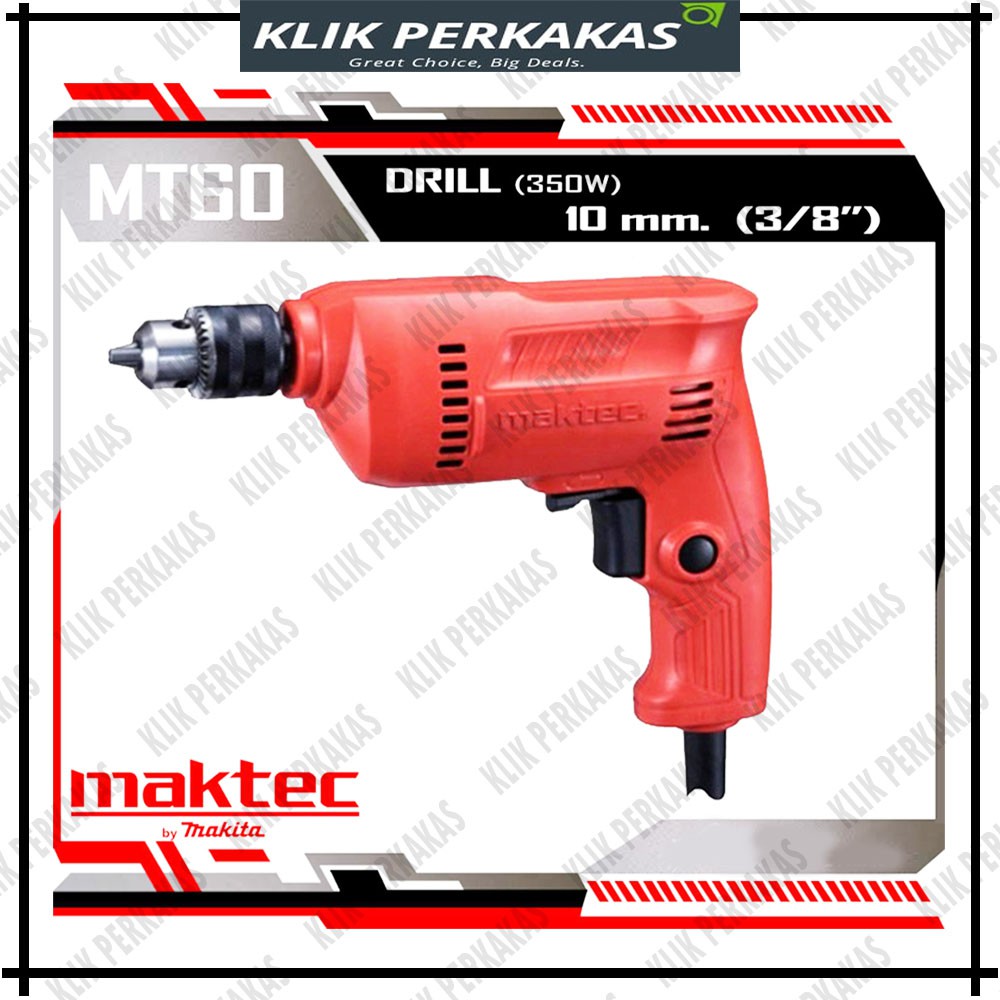 Mesin Bor Besi Kayu Tangan 10mm Maktec MT60