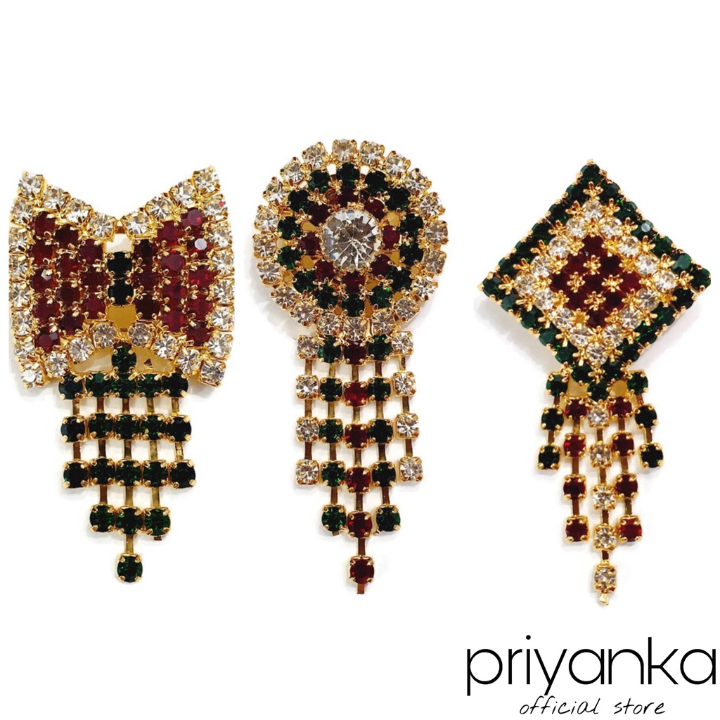 Bros Dagu Juntai Permata/Bros Dagu Jurai Fullmata/Bros Dagu Kristal Mewah