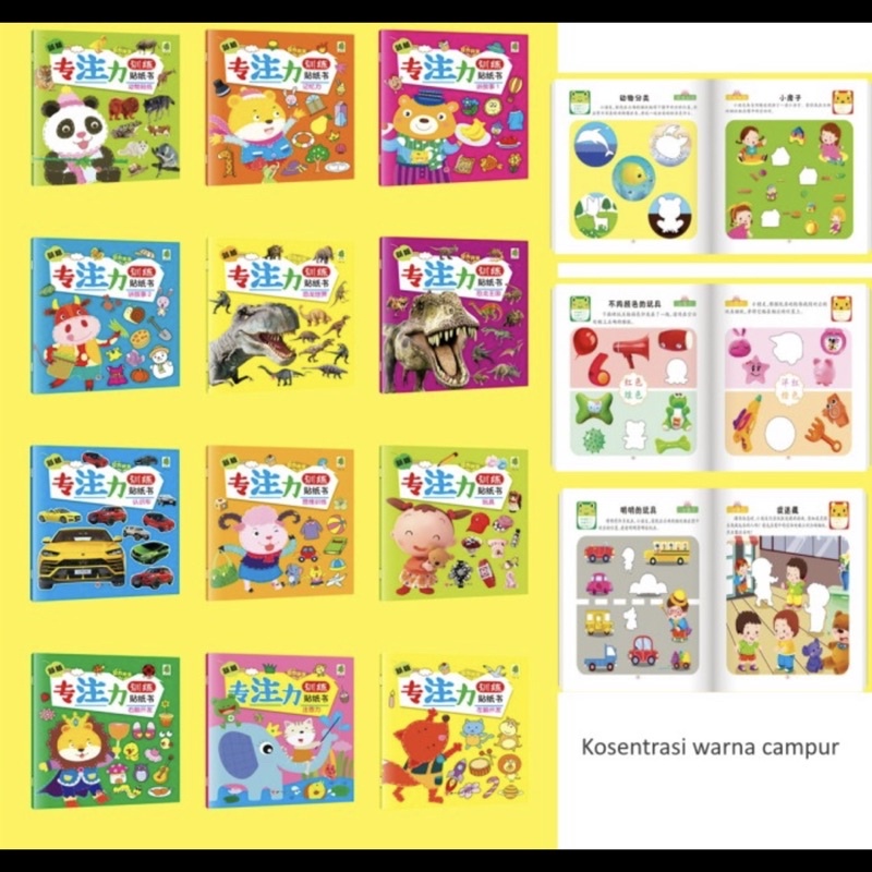 

Buku aktivitas anak/activity book/sticker book/buku stiker/warna campur