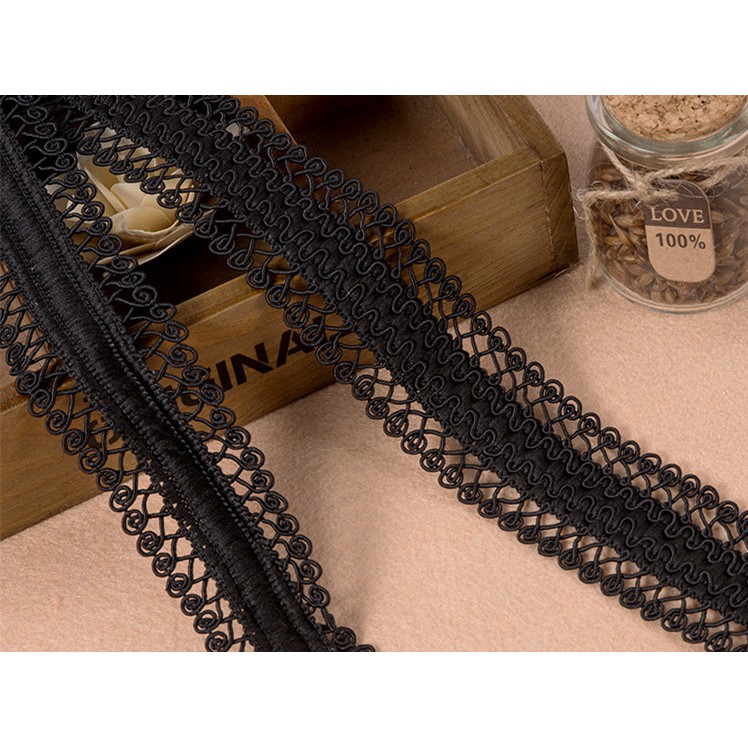 1 Yard Pita Renda Warna  Hitam  untuk  Aksesoris Baju  