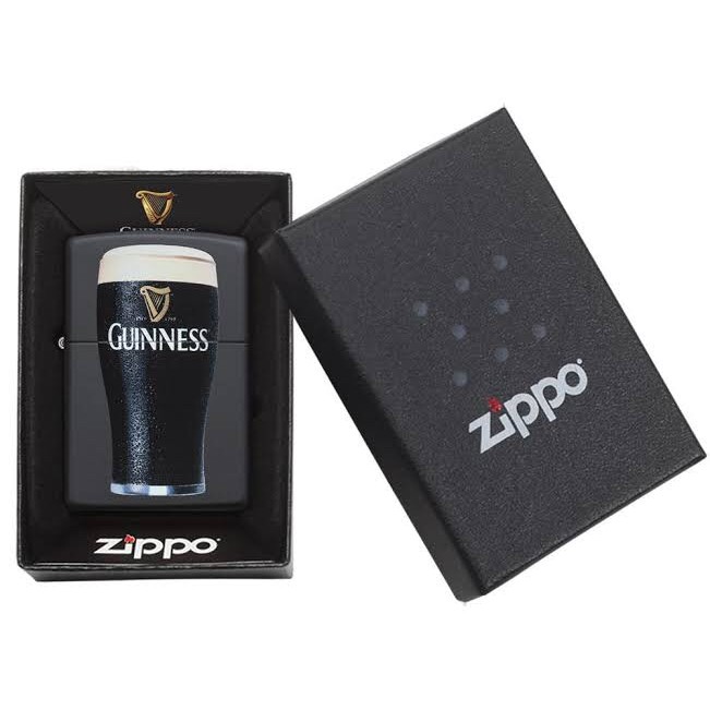 ZIPPO LIGHTER / MANCIS KOREK API ZIPPO ORIGINAL - GUINNESS BEER MATTE