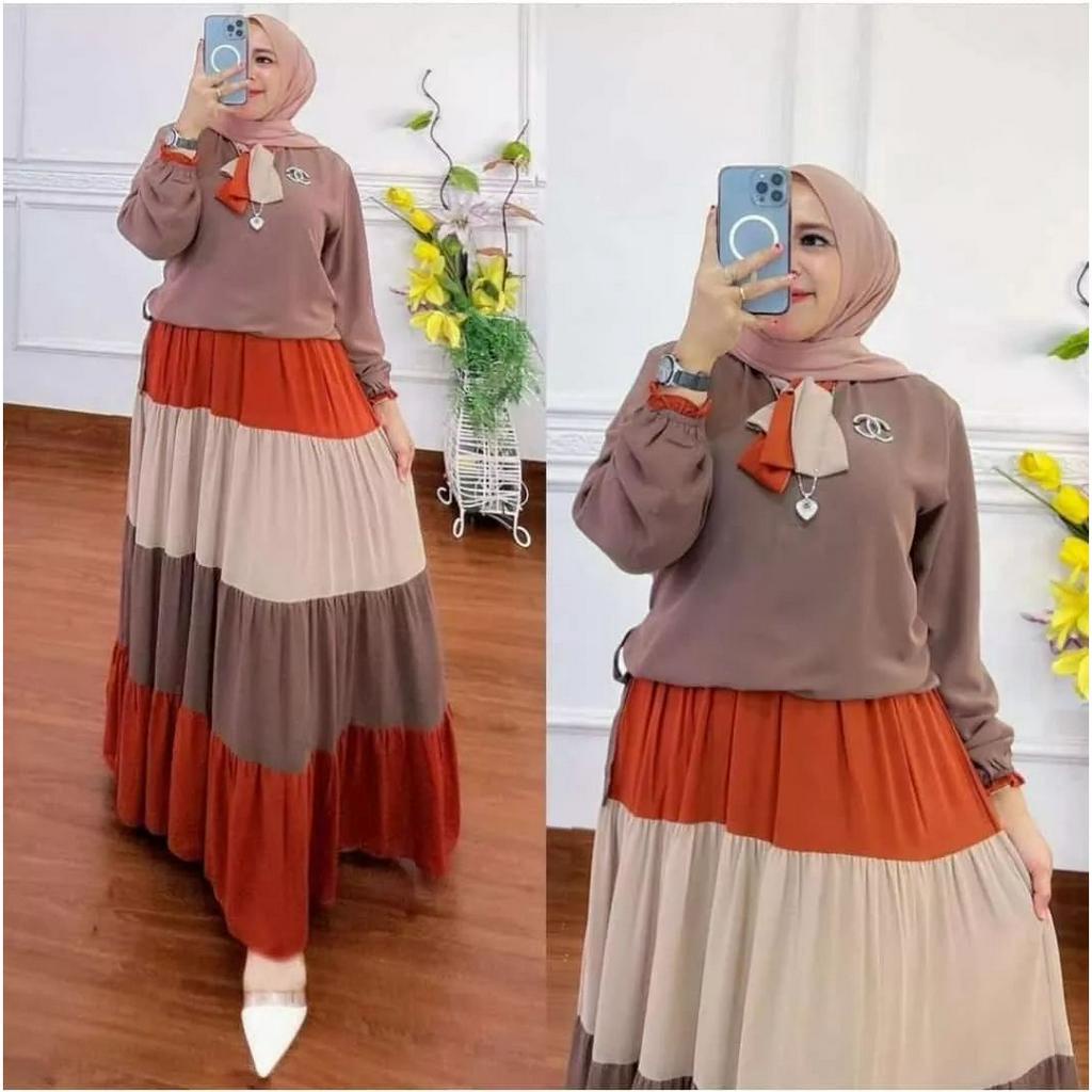 GAMIS WANITA TIARA DRESS VOL 2 BAHAN CERUTY BABYDOLL FULL FURING TALI PINGGANG LD 100 - 120 CM PB 138 MINT UKURAN M L XL XXL GAMIS WANITA TERBARU 2023 DRESS CERUTY PREMIUM MAXY DRESS JUMBO PAKAIAN MUSLIM WANITA