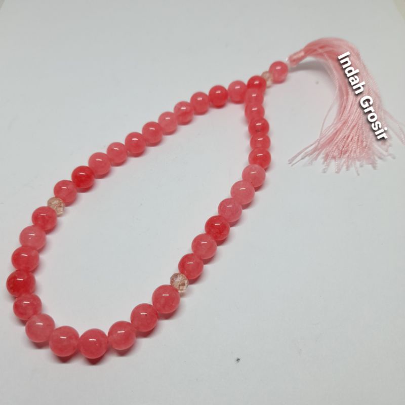 TASBIH BATU PINK ROSE QUARTZ 8MM 33 BUTIR