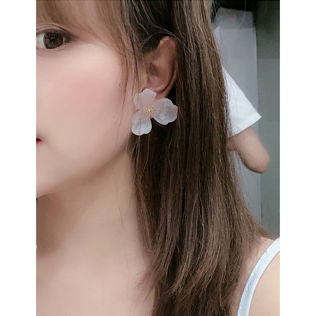 LRC Anting Tusuk Fashion Acrylic Flower Alloy Earrings K44525