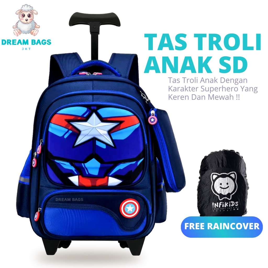 Ransel Troli Anak SD Karakter - Tas Troli Anak Laki Laki Karakter - Tas Troli Anak Laki Laki