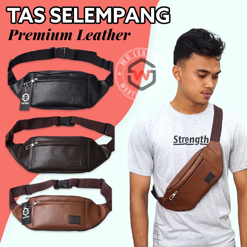 Tas Selempang Pria Original WG LEATHER Kulit Sintetis Model Kekinian Cocok untuk Kado [GARANSI UANG KEMBALI]