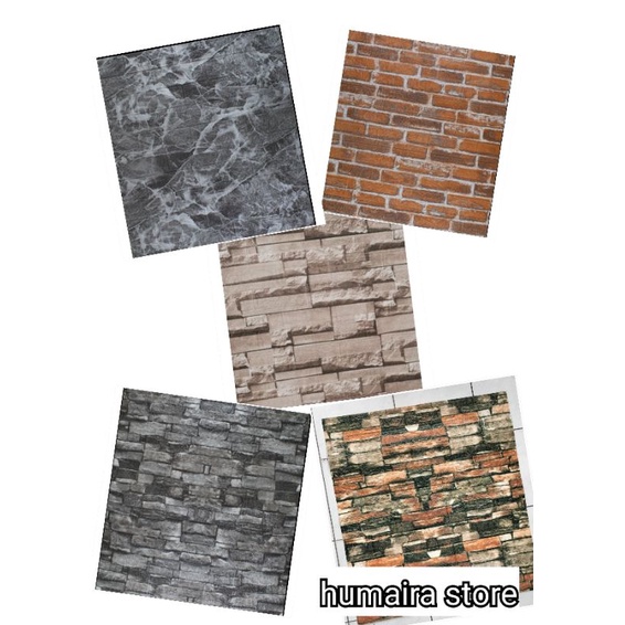 wallpaper foam 3d motif batu alam cream