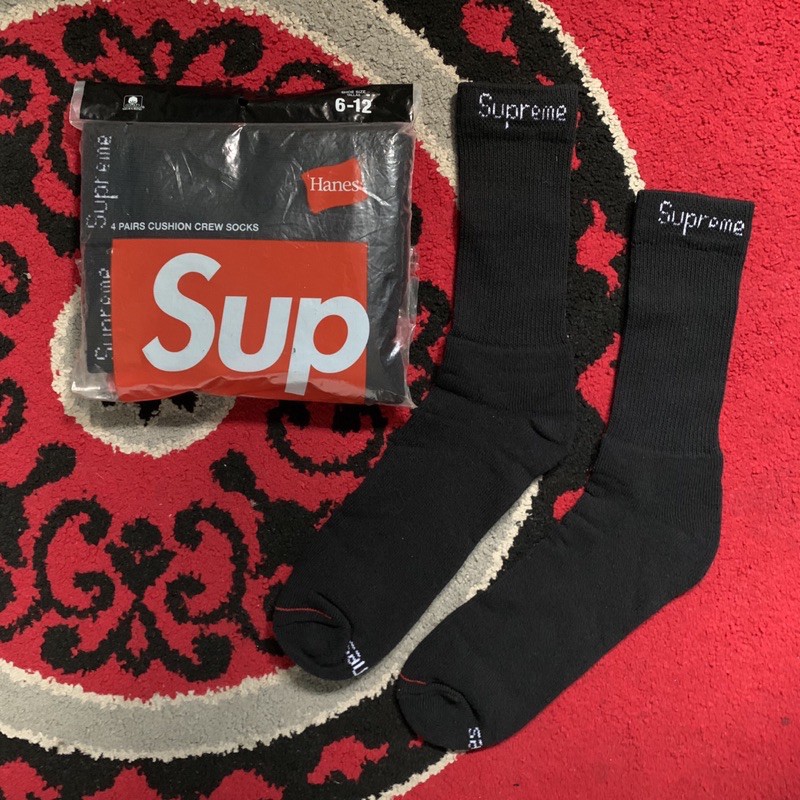Socks Supreme x Hanes Black ORIGINAL (Kaos kaki/kasut Supreme)