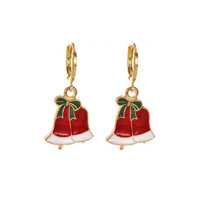 LRC Anting Tusuk Fashion Small Bell Alloy Drip Christmas Stud Earrings F81898