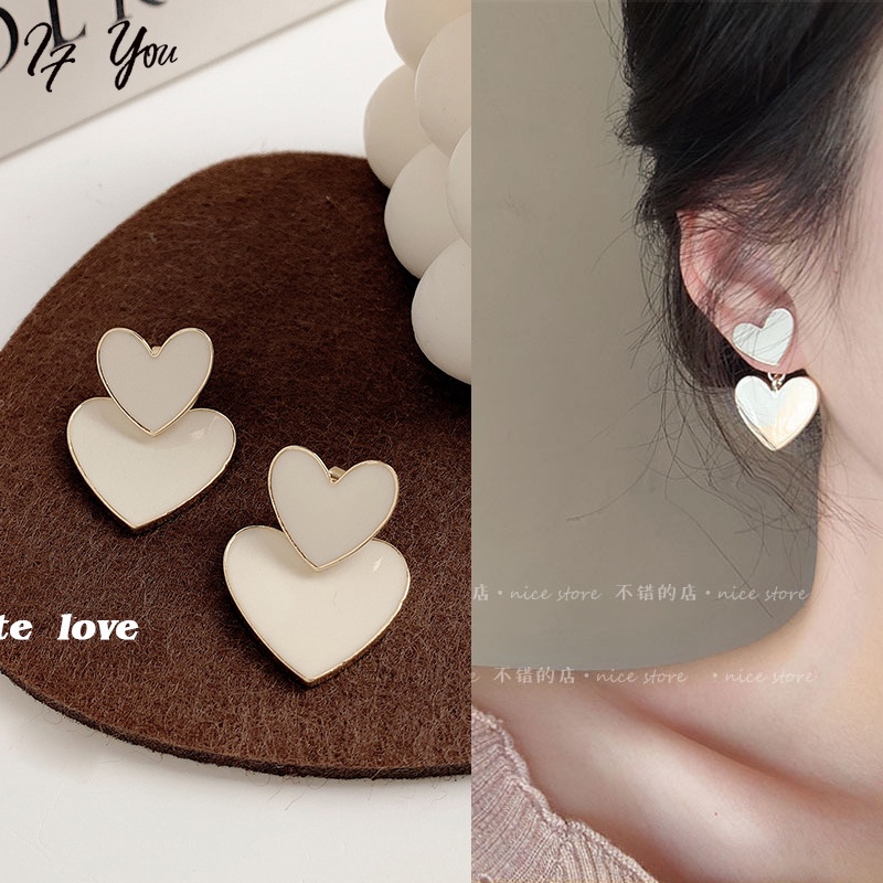 AY(CN) Anting Tusuk Gantung Bahan Sterling Silver 925 Desain Hati Untuk Wanita