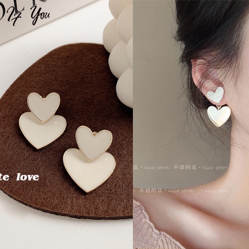 AY(CN) Anting Tusuk Gantung Bahan Sterling Silver 925 Desain Hati Untuk Wanita