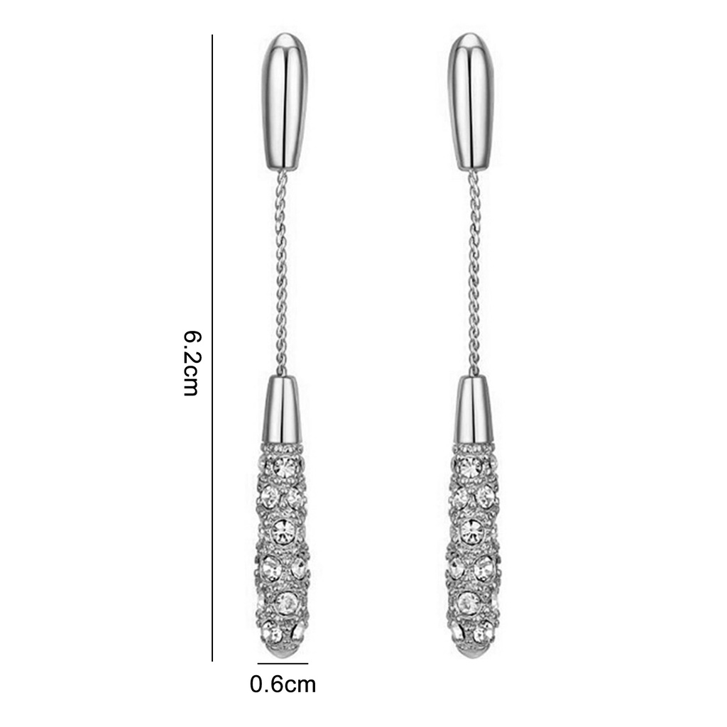 Hu Hu Hu Hu Hu Alat Bantu Pasang Kacamata♡ 1 Pasang Anting Rantai Panjang Bentuk Kolom Aksen Berlian Imitasi Untuk Wanita