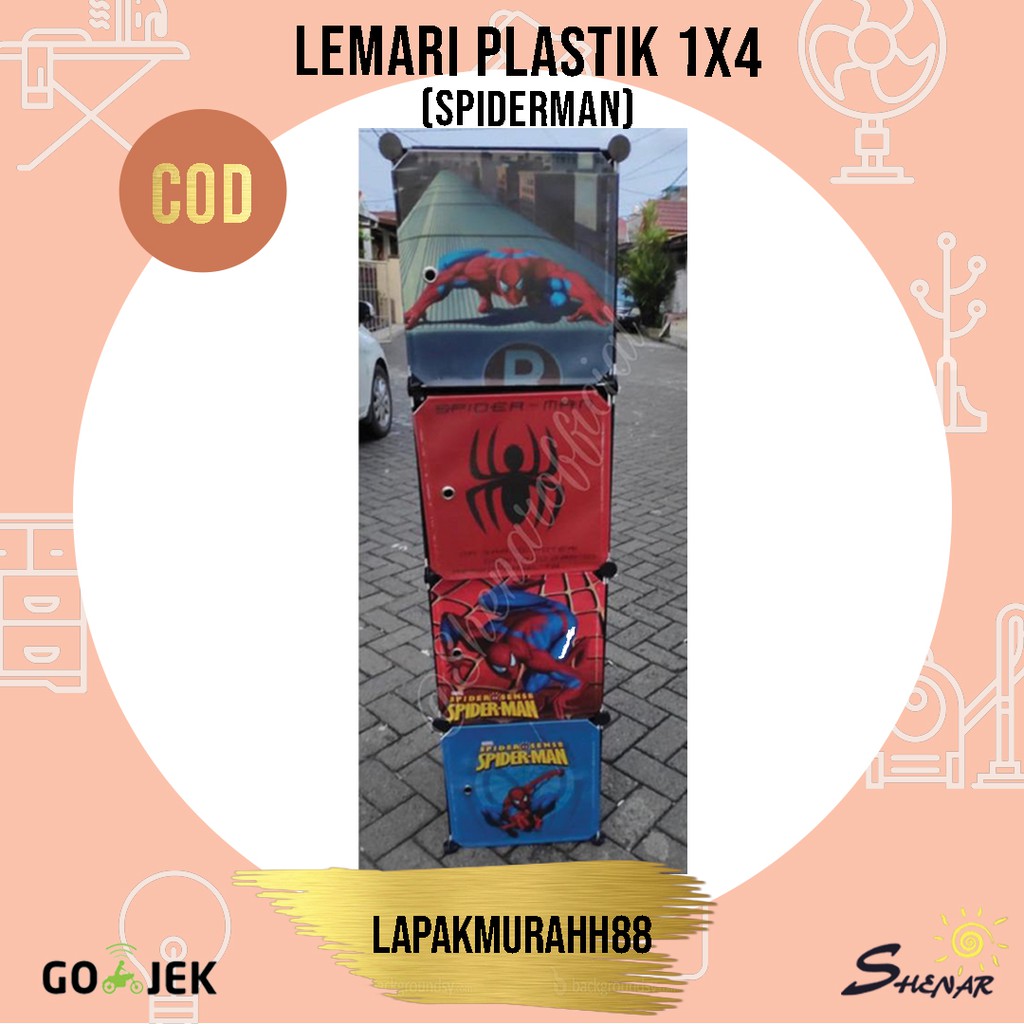 LEMARI PAKAIAN (1X4)/RAK SERBAGUNA/RAK SUSUN PLASTIK/LEMARI BAJU/LEMARI 4 PINTU-LAPAKMURAHH88