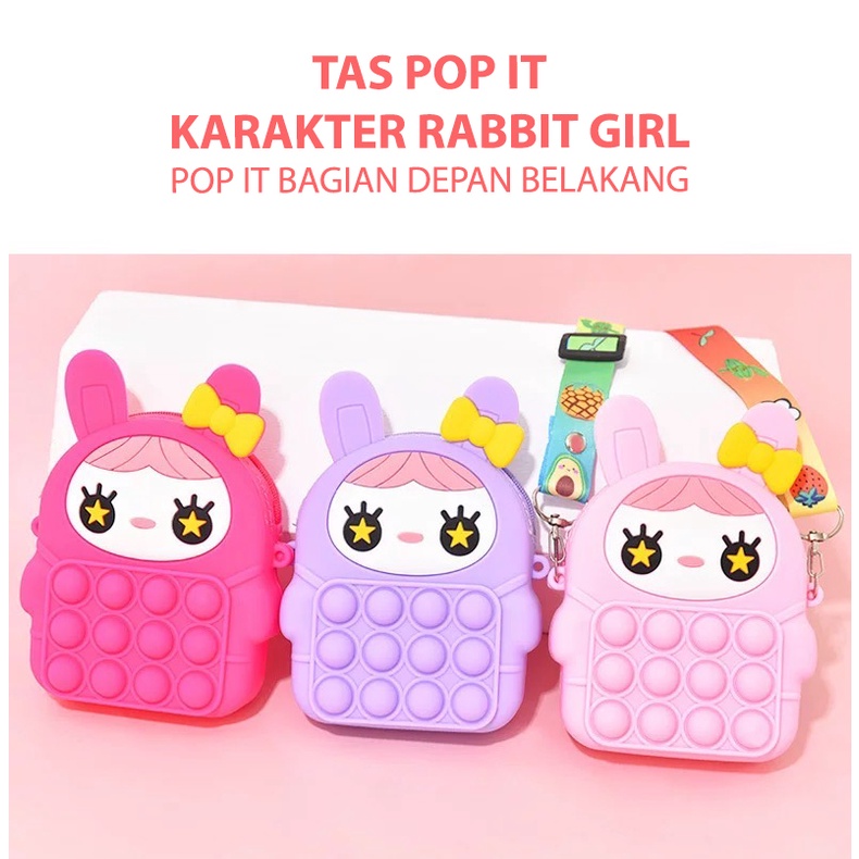 Tas Pop it Anak Lucu Import - Tas Selempang Anak Karakter Rabbit Girls - Tas Pop It Terbaru Import - Tas Anak Lucu Pop It Fidget Toys [JL14]