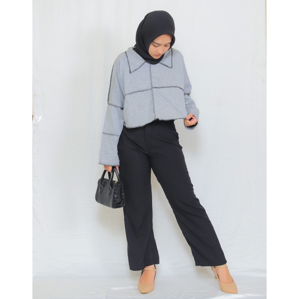 DUSTINE CROP WANITA OVERSIZE - atasan wanita - baju kekinian