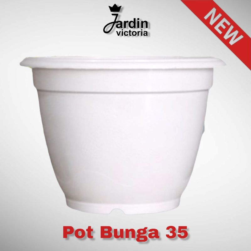 Pot Bunga Putih 35 Strawberry | Pot Tanaman Plastik Besar