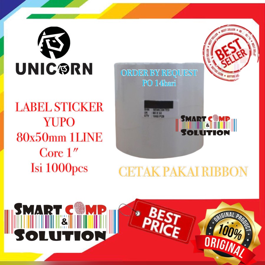 80x50 mm / 80x50mm YUPO 1LINE 1.000pcs core 1&quot; Label Sticker UNICORN