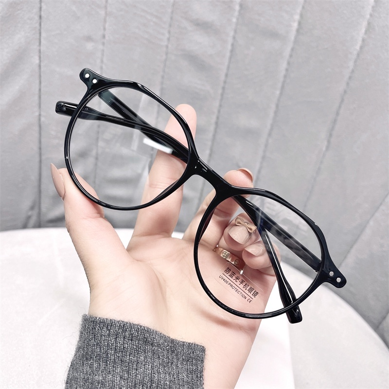 (YUZHU) Tr90 Kacamata Fashion Gaya Retro Korea Frame Bulat Bahan Metal Untuk Wanita