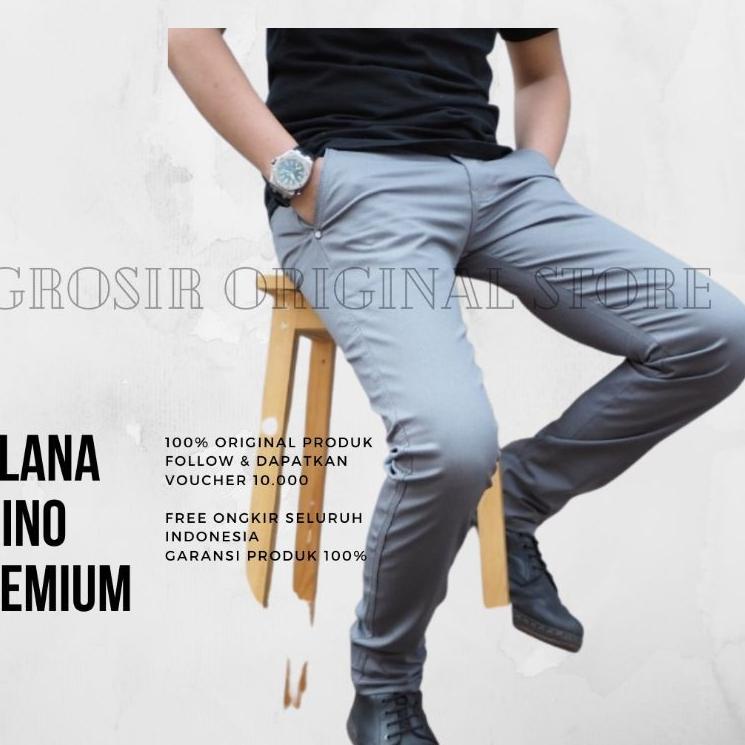 GKG Celana Chinos Cino Panjang Chino Pria Dewasa Cinos Kasual Levis Slimfit Kualitas Sebanding Erigo