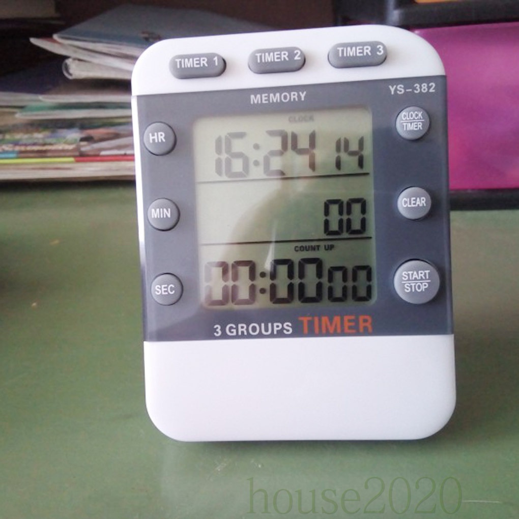 [house2020]Digital Kitchen Cooking Timer Clock 3 Channels Simultaneous Timing Countdown Up Time Counter