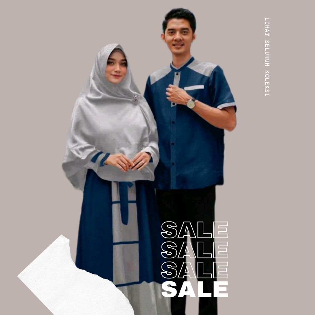 Baju Cauple Brukat Pasangan Muslim Casual Kondangan Terbaru 2022 Cp Marina Kekinian Elegan Ukuran XL