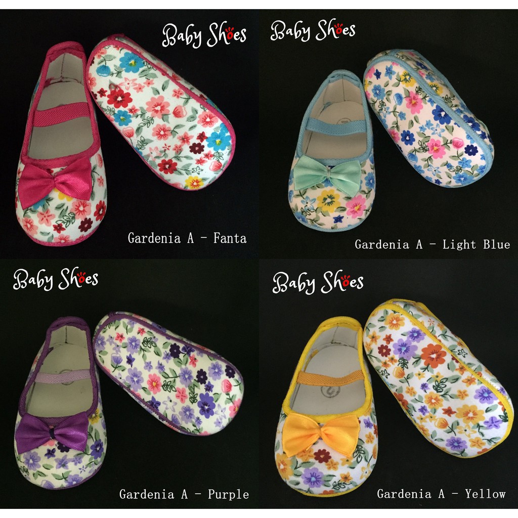 sepatu bayi perempuan motif bunga pita / prewalker baby gardenia flowers