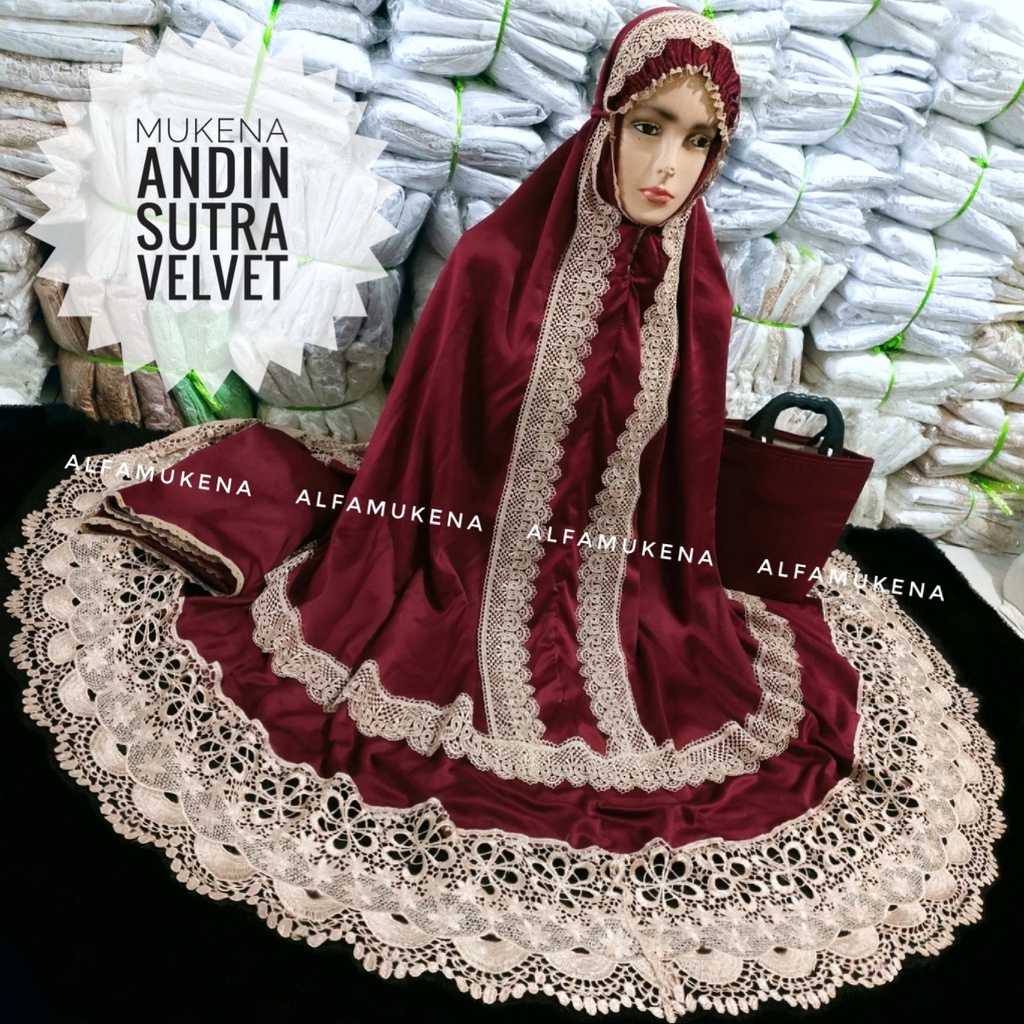Mukena dewasa andin ikatan cinta jumbo kd full renda seroja terbaru mukena prada princess keong sero
