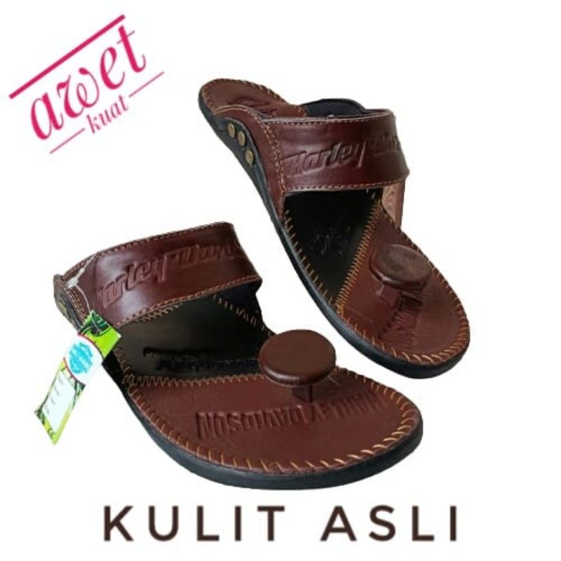 sandal kulit pria/ sandal jamur HR 11/ sandal jepit kulit/ sandal Harley Davidson