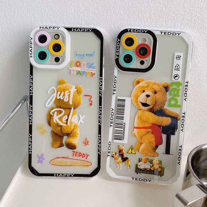 Soft Case Silikon TPU Transparan Motif Beruang Untuk IPhone 12 13 SE2020 6 6S 7 8 Plus X XS XR 11 Pro Max