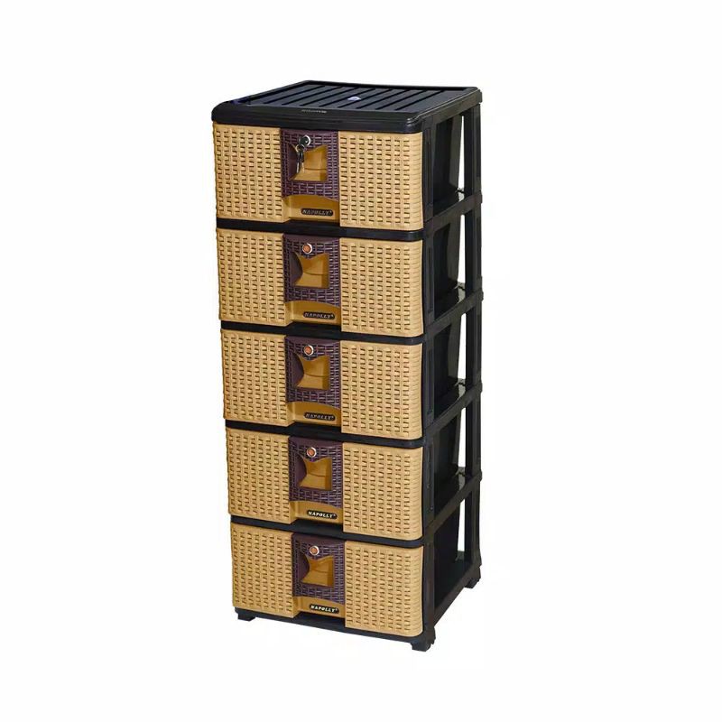 Napolly-Laci Container/Laci Kabinet/Laci Serbaguna/Laci Susun 4 dan 5 ( Motif Rattan )