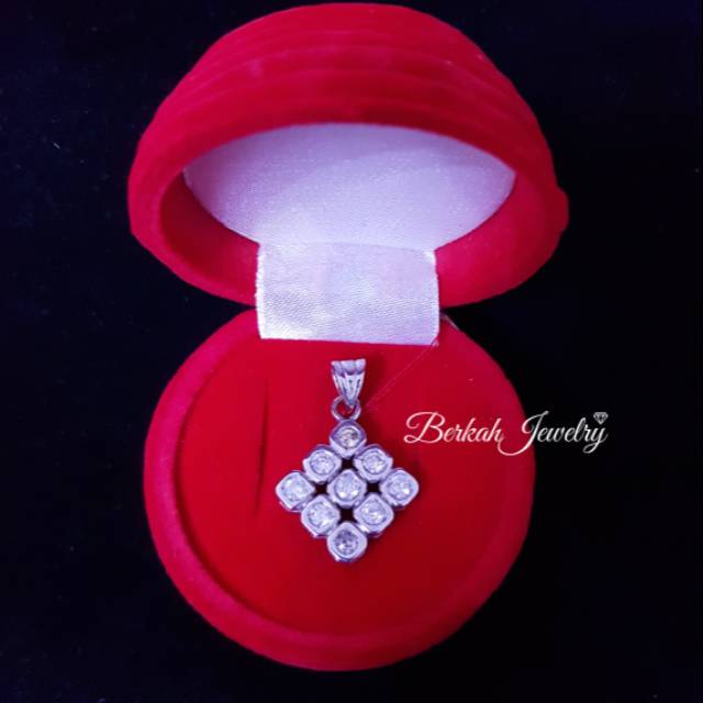 Liontin emas putih berlian asli natural diamond sertifikat