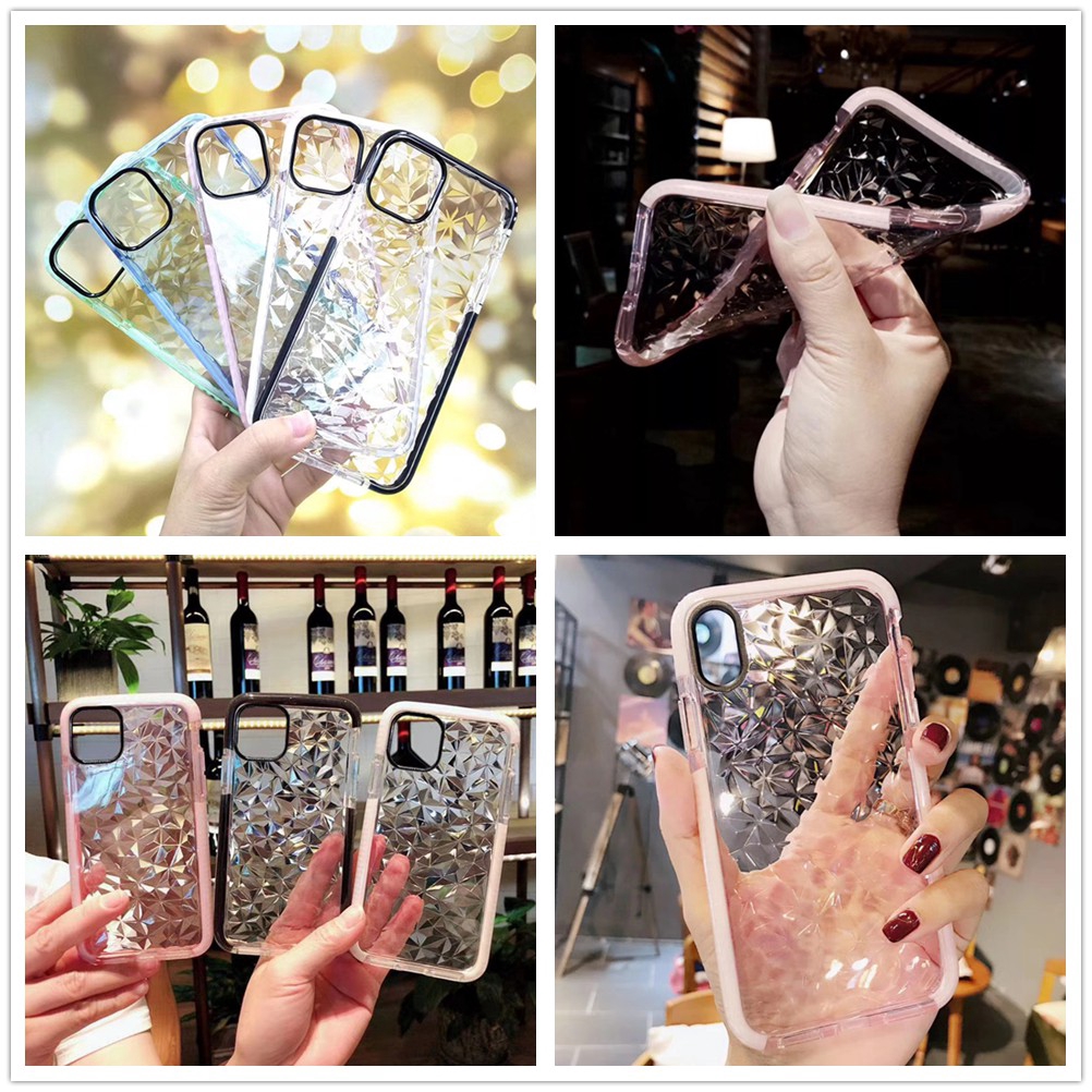 kasus iphone Case 11 Pro Max X XR XSMAX 6 7 8 6S 7Plus 8plus Diamond pattern TPU soft shell Cangkang lunak TPU