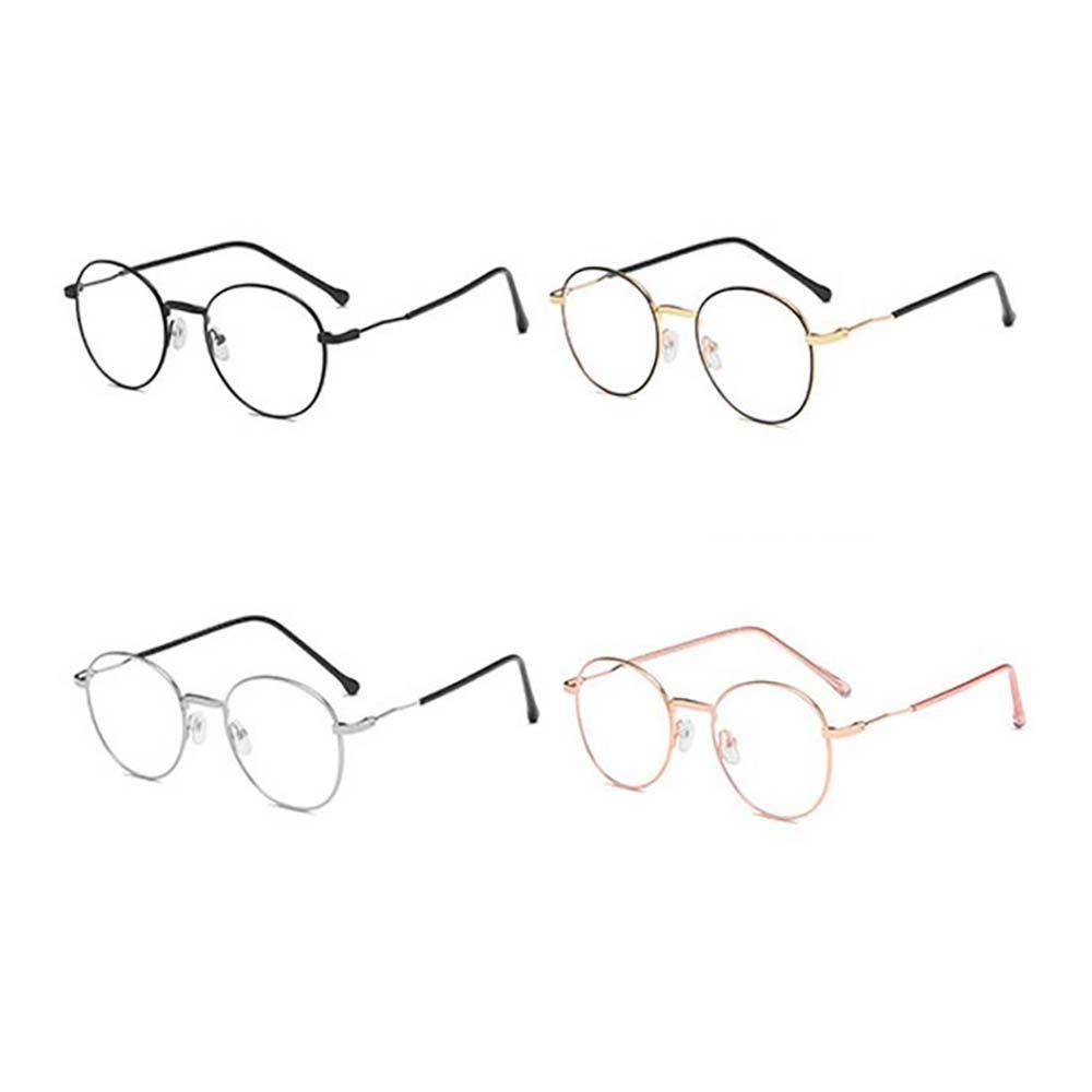 Mxbeauty Kacamata Bingkai Bulat Gold Pria Kacamata Anti Radiasi Komputer Eyewear Lensa Bening Gaya Korea Anti Blue Light Glasses