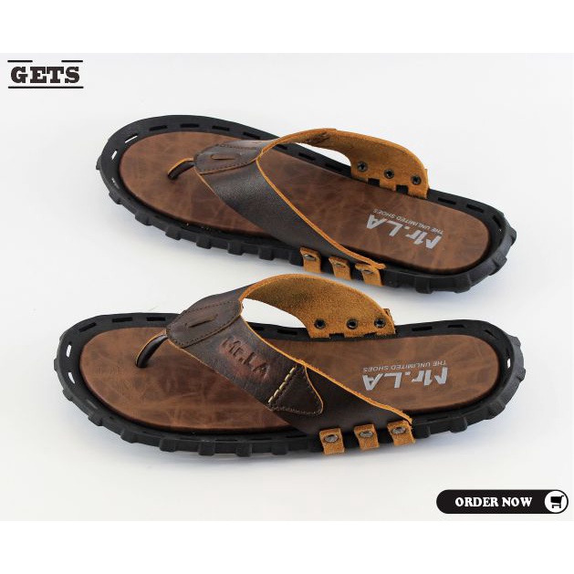 Sandal jepit Pria / Sandal kulit Casual / Sendal Santai Pria dewasa Bahan 100% Kulit Asli