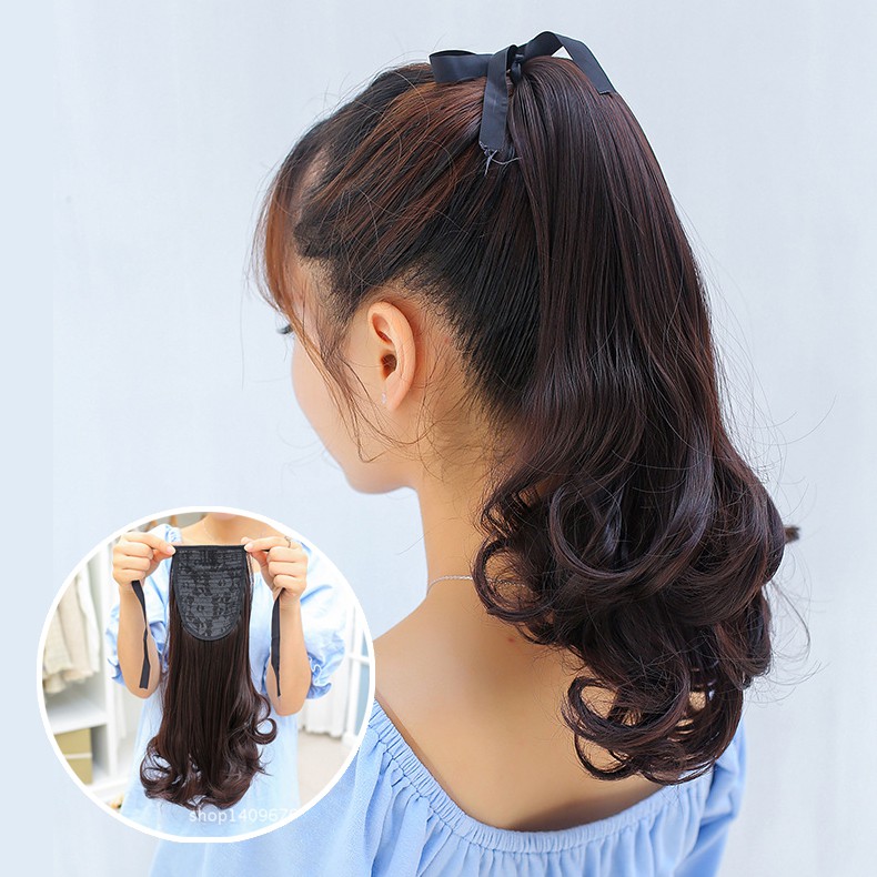 PTW ponytail hair extension wavy curly kunciran ikat ekor kuda rambut palsu panjang