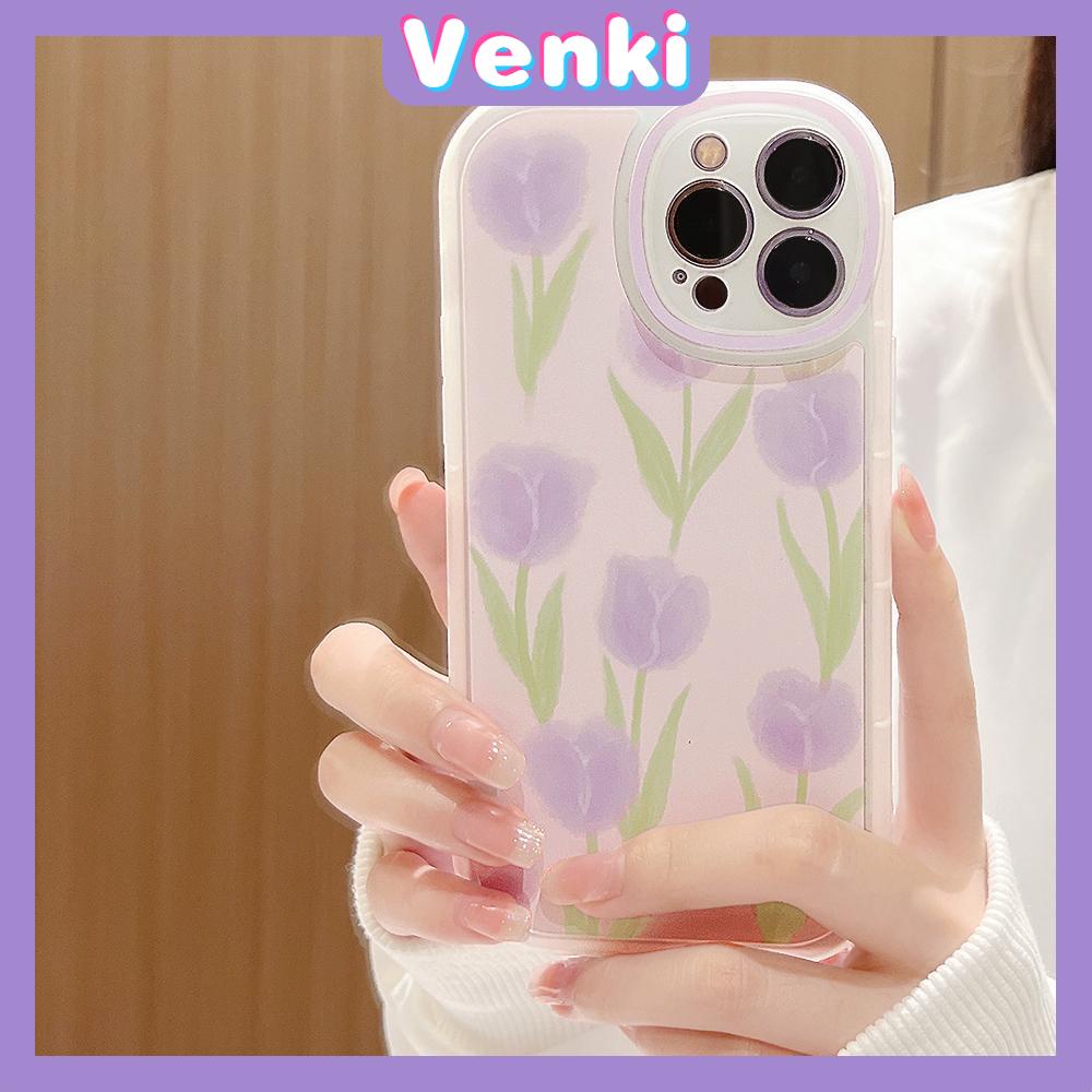 iPhone Case Silicone Soft Case Clear Case Shockproof Camera Cover Protection Purple Tulip Flowers Compatible For iPhone 11 iPhone 13 Pro Max iPhone 12 Pro Max iPhone 7 Plus xr