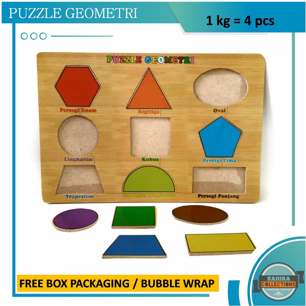 Mainan Edukasi Anak Puzzle Geometri Mainan Kayu Sni Murah Aman Shopee Indonesia