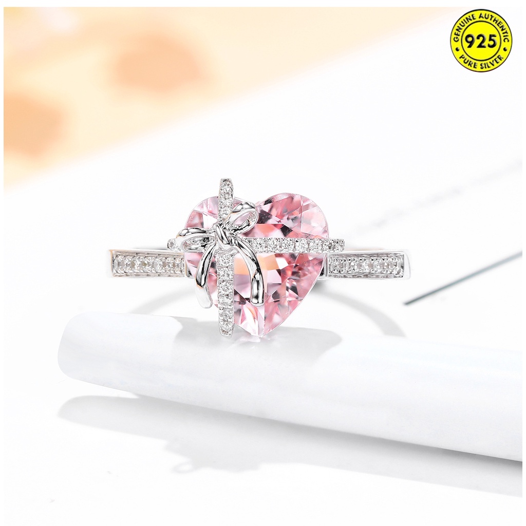 Cincin Berlian Morganite Bentuk Hati Warna Pink