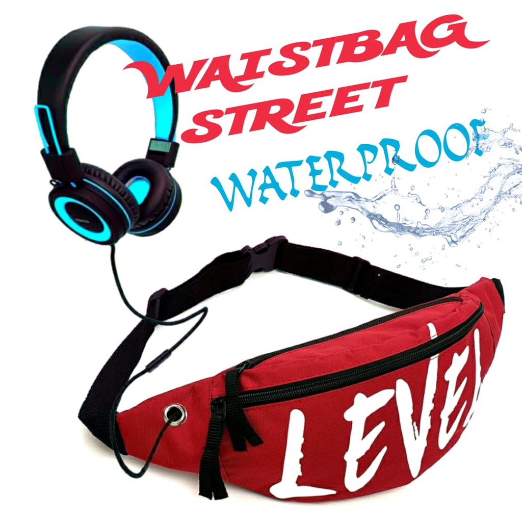 TAS PRIA LEVEL STREET WAISTBAG  SELEMPANG  WATERPROOF  TAS COWOK MURAH STYLE PINGGANG SLINGBAG LOKAL